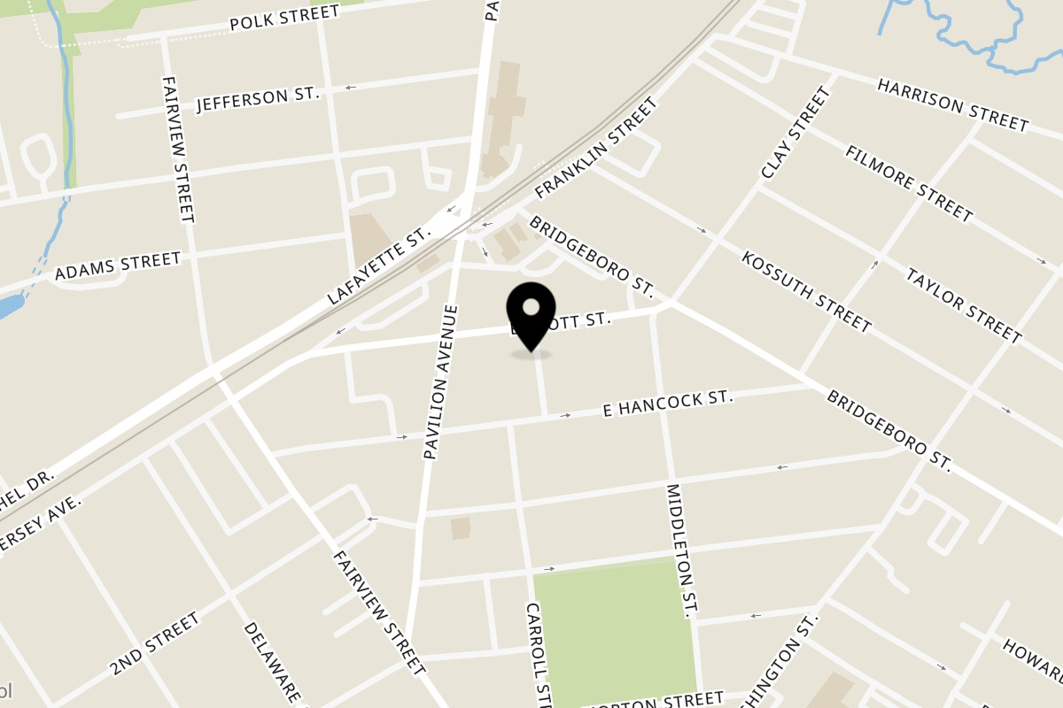 Map showing the location of Franco's Taqueria on 24 E Scott St in Riverside